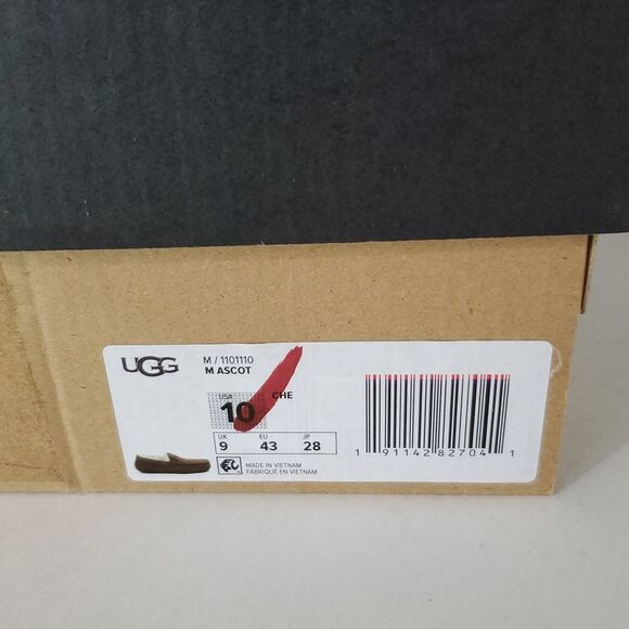 UGG Ascot Slipper Chestnut Suede Wool Comfort Loafer Men's US 10 New - Picture 13 of 13